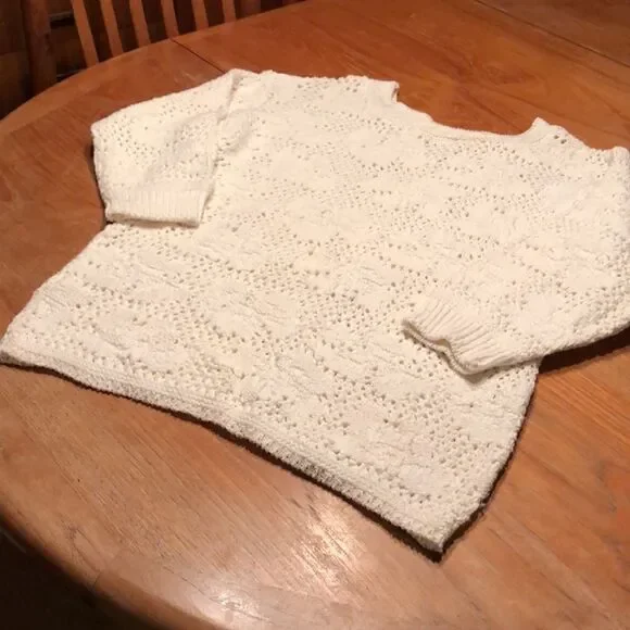White Hand Knit Sweater - Picture 4 of 12